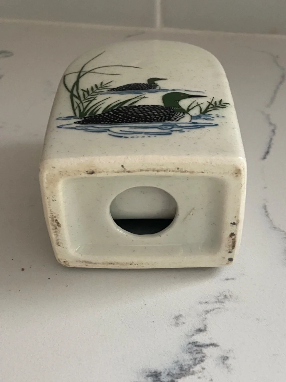Vintage Ceramic Loon Napkin Holder Cabin Lodge Lake House Decor